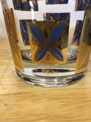 MID CENTURY BARWARE GOLD AND BLUE LOW BALL GLASSES SET OF 4 Cera 2
