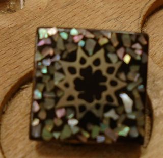 3/4 " Square Star Inlay Horn Antique Button 31:27