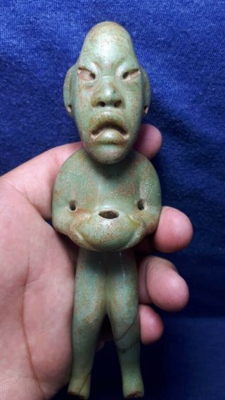 Pre - Columbian Olmec Jade Figure From Mexico.