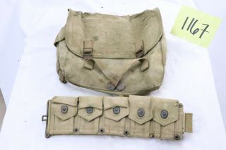 Wwii Us M1 Garand Ammo Belt & Musette Bag Set