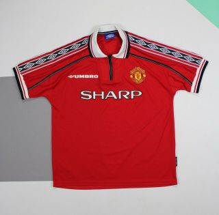 Vintage 1998 1999 2000 Manchester United Home Football Shirt (size L)