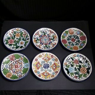 Set Of 6 Vintage Talavera Pottery 8.  5 " Plates - Pedro Tecayehuatl Puebla Mexico