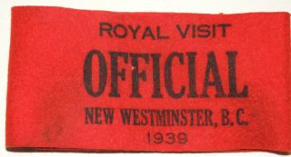 Obsolete Nwmp Rnwmp Mounted Police 1939 Royal Visit Armband Westminster Ww2