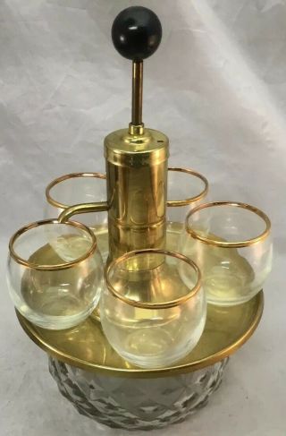 Vintage Park Industries Sherman Gold Glass Pump Liquor Shot Dispenser Round