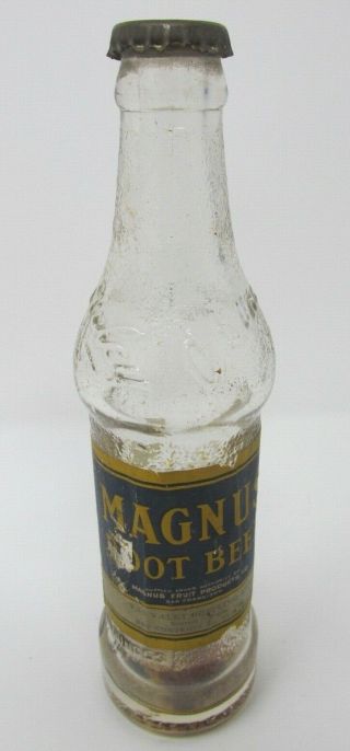 Vintage Magnus Root Beer Soda Bottle W/cap San Francisco A.  L.  Van Valey Everett