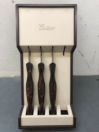 Vintage Cutco Knives Set Of 3 1759 Table Steak Knife Brown/orange