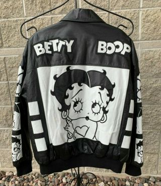 Betty Boop Leather Jacket 2xl American Toons Excelled Black White Red Film Strip