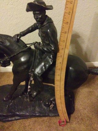 Vintage Authentic Frederic Remington Bronze Cowboy Statue 20x15 Inches.