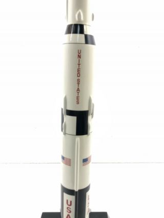 NASA Saturn V Rocket Model: Mahogney,  1/200 Scale W/ Base - RARE 3