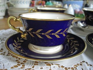 Vintage Syracuse China COBALT BLUE Old Ivory RICHELIEU Teacups & Saucers 4 3