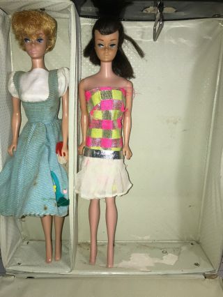 Vintage Barbie Bubblecut And Swirl Ponytail Dolls With Case Mattel 1960 