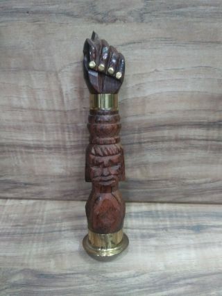 Vintage Wooden/brass Wine Corkscrew Wine Tiki Totem Pole Opener Twist Carving S