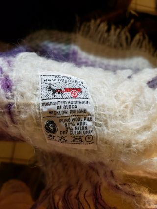 Avoca Handweavers 100 Wool Throw Blanket 58” X 36” Made In Ireland Purple Blue
