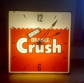 Lighted Vintage Orange Crush Pam Advertising Clock 1972