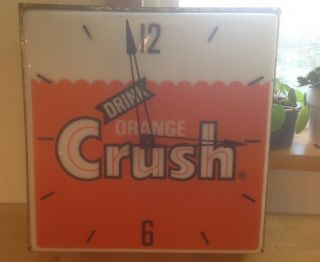 Lighted Vintage Orange Crush PAM Advertising Clock 1972 2