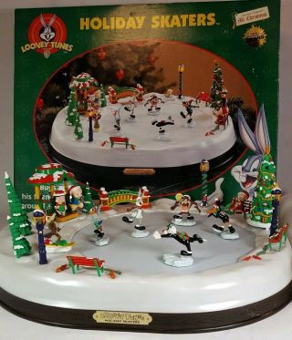 Looney Tunes Holiday Skaters Warner Brothers Mr Christmas Mechanical Collectible