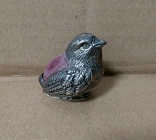 1905 Antique Sampson Mordan Sterling Silver Baby Bird Pin Cushion