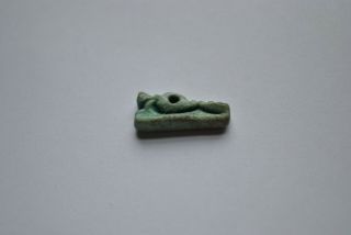 Ancient Egyptian Late Period (c.  725 - 332 B.  C. ) Green Faience Crocodile Amulet