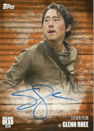 Topps The Walking Dead Season 6 Sign.  Card Glenn Rhee - 15/99 Rust Parallel