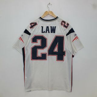 Vintage England Patriots 24 Ty Law Nfl Authentic Reebok Jersey Size 52