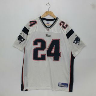 Vintage England Patriots 24 Ty Law NFL Authentic Reebok Jersey Size 52 2