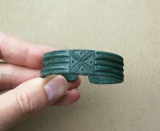 Ancient Viking Bronze Bracelet Tracery With Ornament.  Really Rare Type