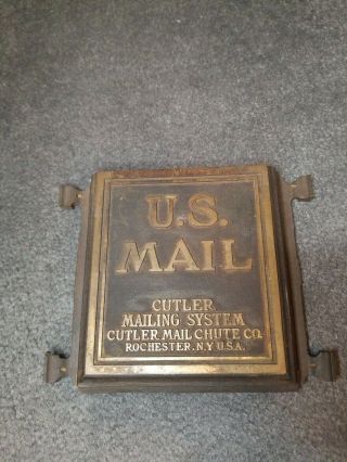 Antique U.  S.  Mail Brass Cutler Mailing System Post Office Letter Chute