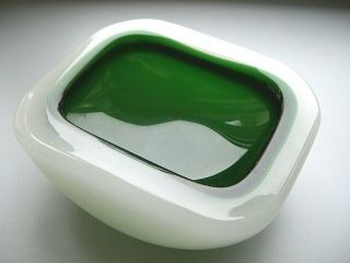 Vintage Murano Alabastro Opaline Cased Glass Geode Bowl Seguso Barbini 1950 