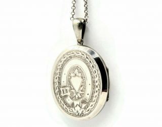 Antique Victorian Sterling Silver Locket Necklace