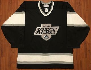 Vintage Authentic Ccm Maska Los Angeles Kings Nhl Jersey Sz 48 With Fight Strap