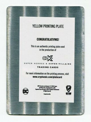 2019 Cryptozoic CZX Heroes & Villains Yellow Printing Plate 2