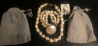 Vintage Helga Wagner Necklace With Mother - Of - Pearl Bead Strands W/bags