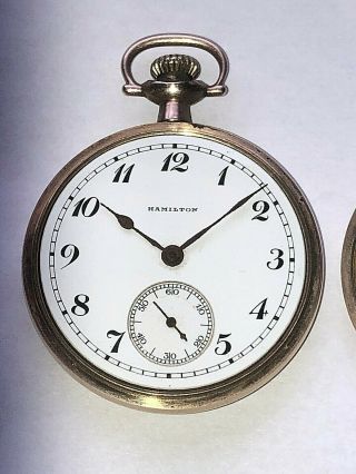 Antique Hamilton 974,  16s,  17 Jewels,  Adjusted 14k Gf Pocket Watch