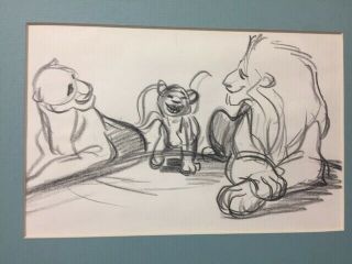 Disney Production Drawing From " The Lion King " Simba,  Sarabi,  Mufasa