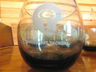 Set of SIX Vintage NFL Green Bay Packers Smoke Glass Hi Ball glasses,  NFL Baware 2