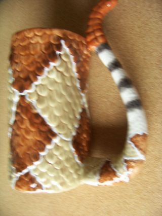 Rattlesnake Skin Design With Coiled Snake Inside Tall Ceramic Mug Cup