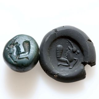 Circa 500 - 300 Bc Ancient Greek Green Gem Stone Seal Bead