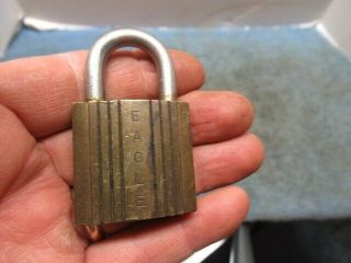 Very Odd Shape Old Brass Eagle Padlock Lock.  N/r