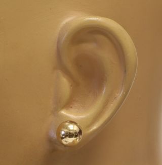 14k Yellow Gold 10mm Ball Stud Earrings.  9g Ladies Estate Womens Antique Vintage