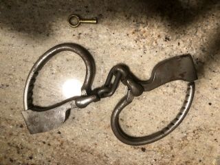 Authentic Old Heavy Duty Towers Marked Handcuffs / Manacles / Shackles With Key