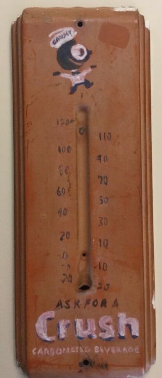 Vintage Orange Crush Metal Crushy Thermometer Holder Orange Crush Sign
