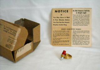 Vtg 1940s Lone Ranger Atomic Bomb Ring Kix Cereal Premium Packaging Instruction