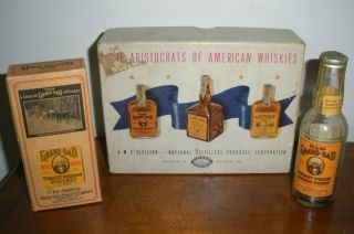 Very Rare Vintage Old Grand Dad Empty 1/10 Pint Bourbon Whiskey Bottles & Box
