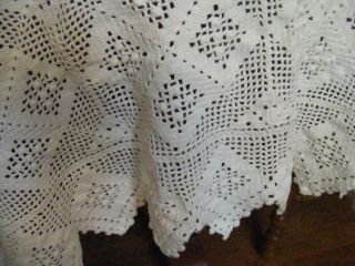Vintage White Cotton Crocheted Lace Tablecloth 60 " X 70 "