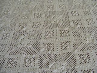 Vintage White Cotton Crocheted Lace Tablecloth 60 