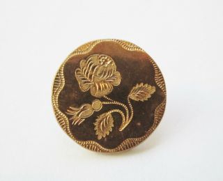 Golden Age Gilt Brass Button Cabbage Rose - Bud - Leaves Scovills 1830 