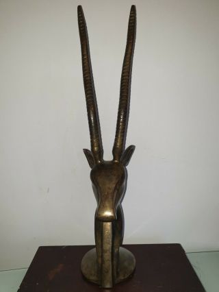 Vintage Large Brass Gazelle Bust 91cm High