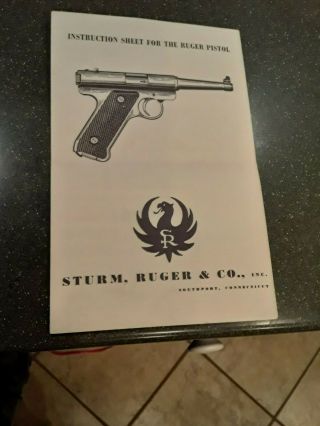 Vintage Instruction Sheet For Ruger Pistol Gun / Southport,  Connecticut