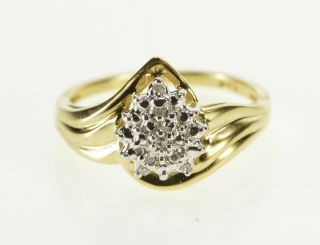 10k Pear Diamond Textured Cluster Bypass Fashion Ring Size 7 Yellow Gold 09