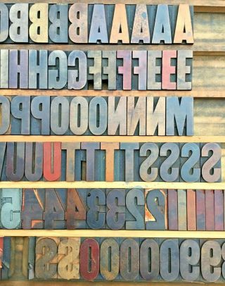 Vintage 127 Wood Letterpress Print Type Block Upper Case Letters Numbers 2 